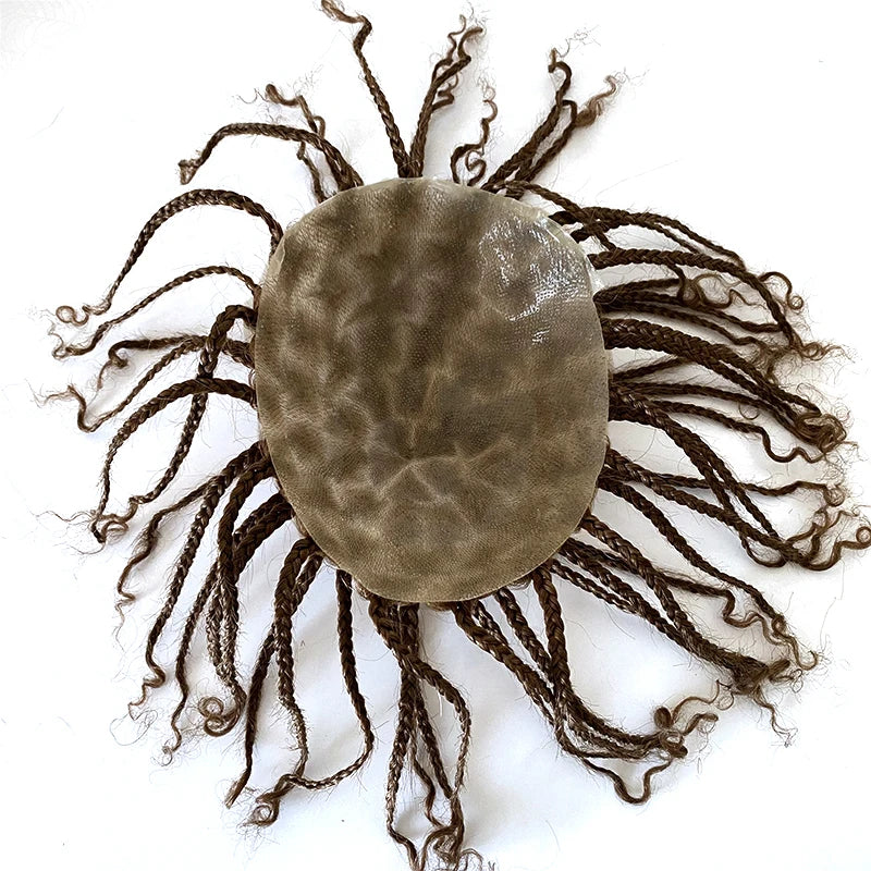 Box fletninger fuld PU toupe til sorte mænd