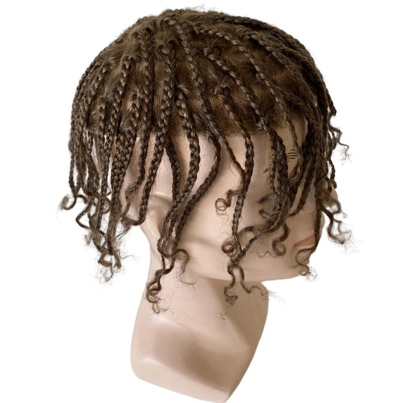 Box Braids Full PU Toupee for Black Men - hair color detail