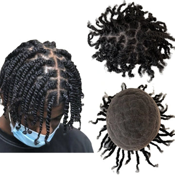 Afro twist fletter tupé Full Lace hårsystem for svarte menn