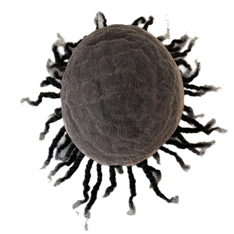 Afro twist fletter tupé Full Lace hårsystem for svarte menn