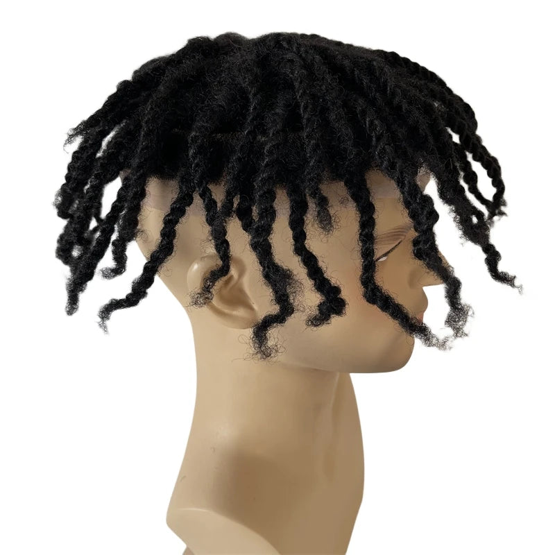 Afro twist fletter tupé Full Lace hårsystem for svarte menn