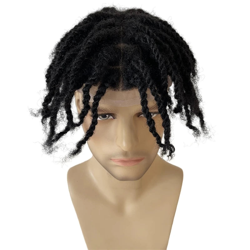 Afro twist fletter tupé Full Lace hårsystem for svarte menn