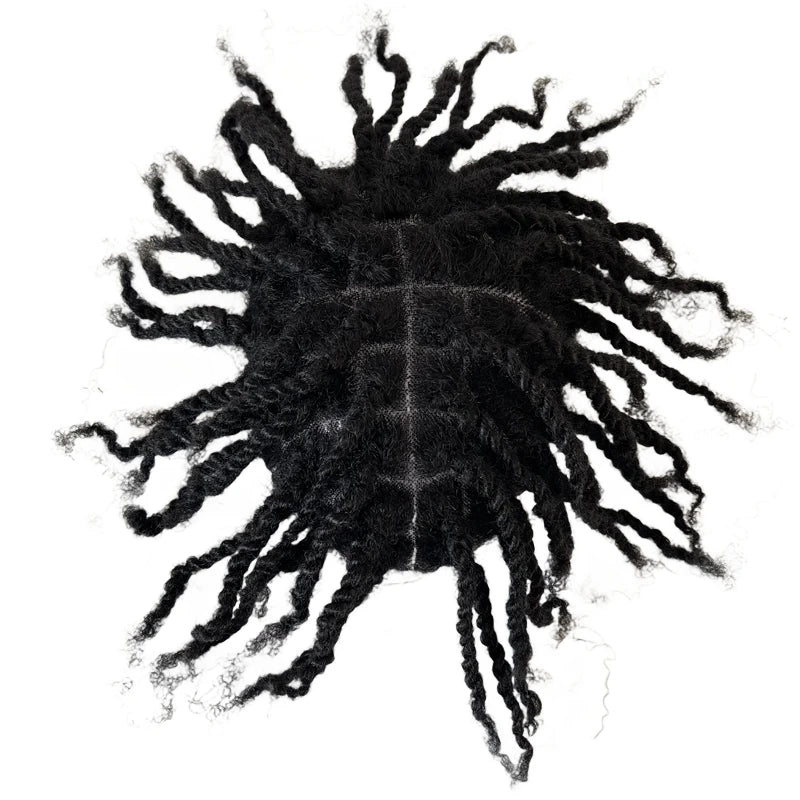 Afro twist fletter tupé Full Lace hårsystem for svarte menn