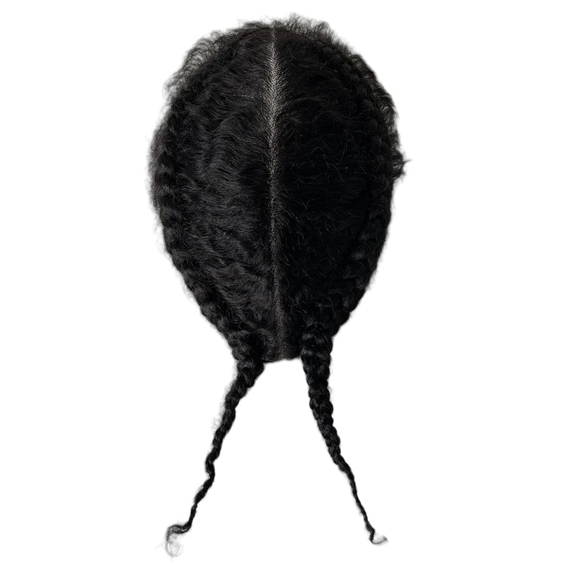 Brazilian Virgin Human Hair Black Afro Baby Hair Cornrow Braids Toupee Full Lace Unit for Men