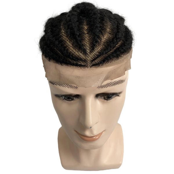 NO.8 Root Afro Corn Braids Full Lace Toupee for Men - ReHair System