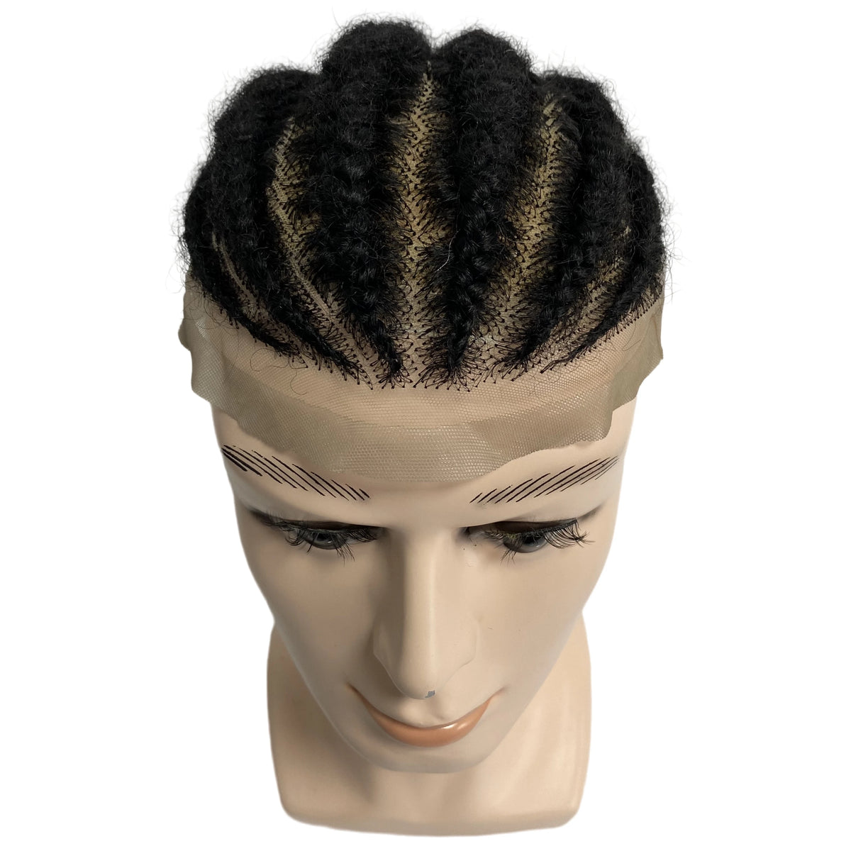 Root Afro Corn Braids Full Lace Replacement Hair System for Men 8x10