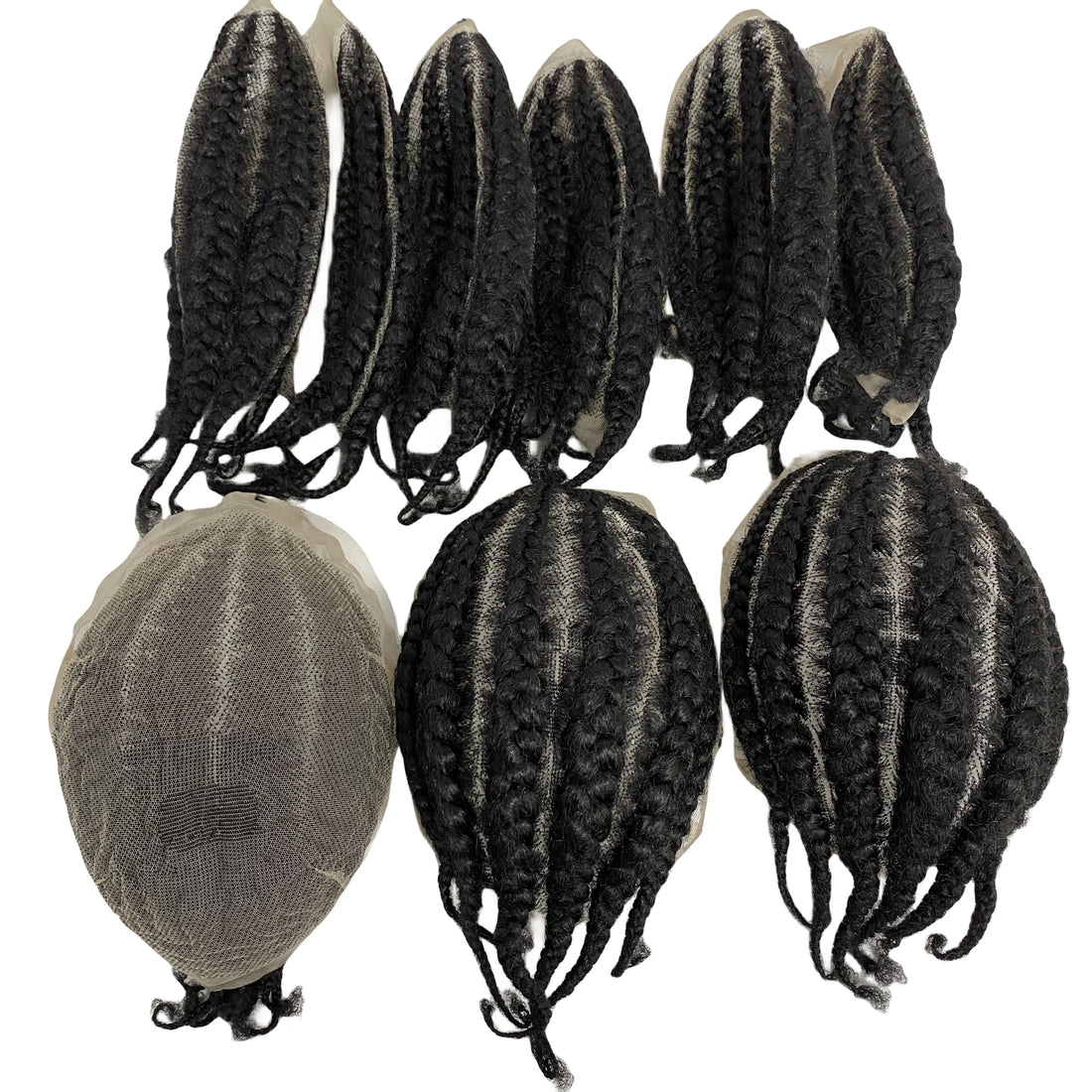 Root Afro Corn Braids Full Lace Replacement Hair System for Men 8x10 - hair color detail