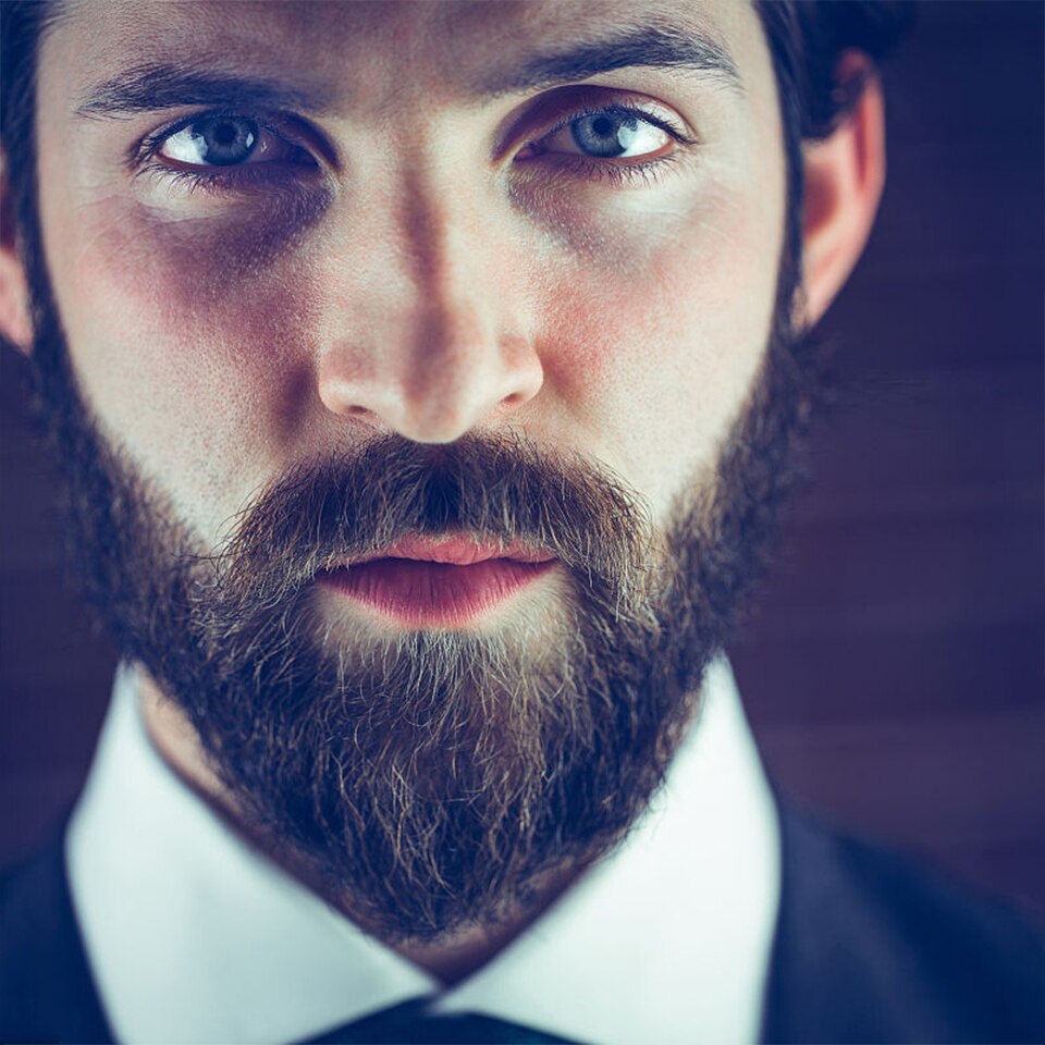 False Beard Swiss Lace Fake Moustache For Men Invisible - worn view