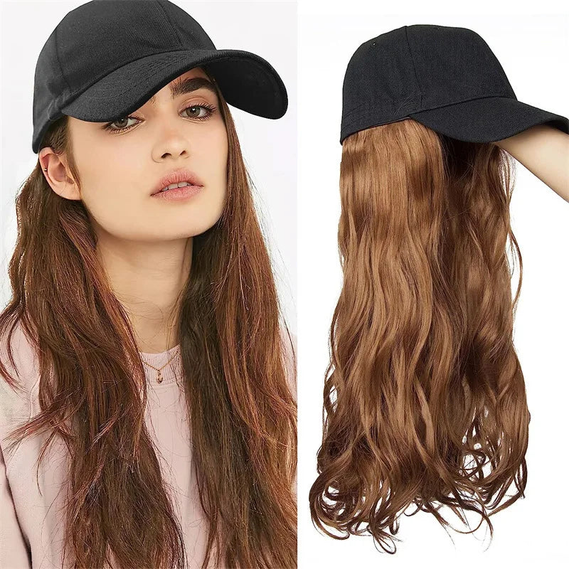 Duck Cap Wig Cap One Female Long Hair One Piece Wave Synthetic Fiber High Temperature Silk Full Head Cover