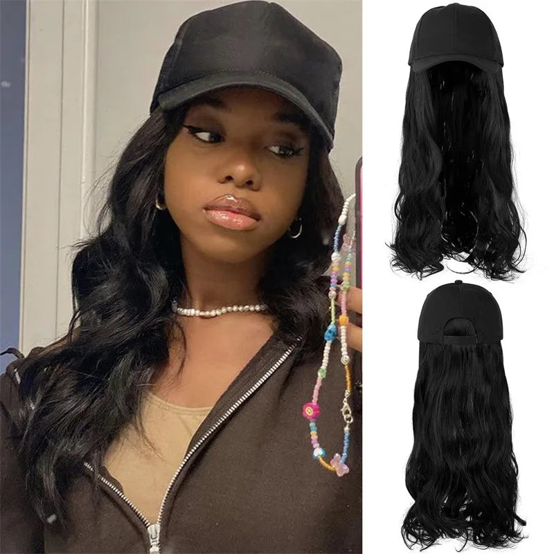 Duck Cap Wig Cap One Female Long Hair One Piece Wave Synthetic Fiber High Temperature Silk Full He - base construction detail