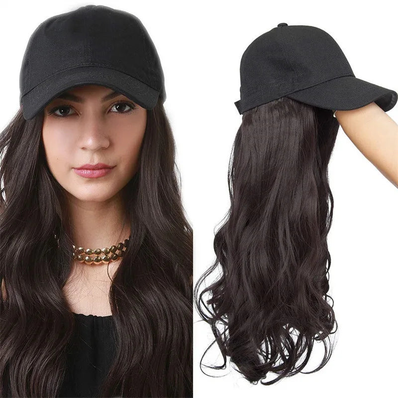 Duck Cap Wig Cap One Female Long Hair One Piece Wave Synthetic Fiber High Temperature Silk Full Head Cover