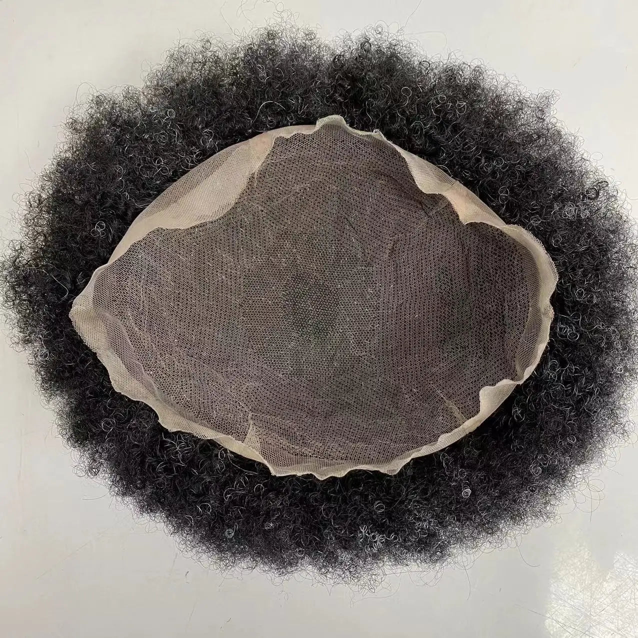 6mm Wave Toupet #1 Grijs Volledig Kant Units voor Zwarte Mannen