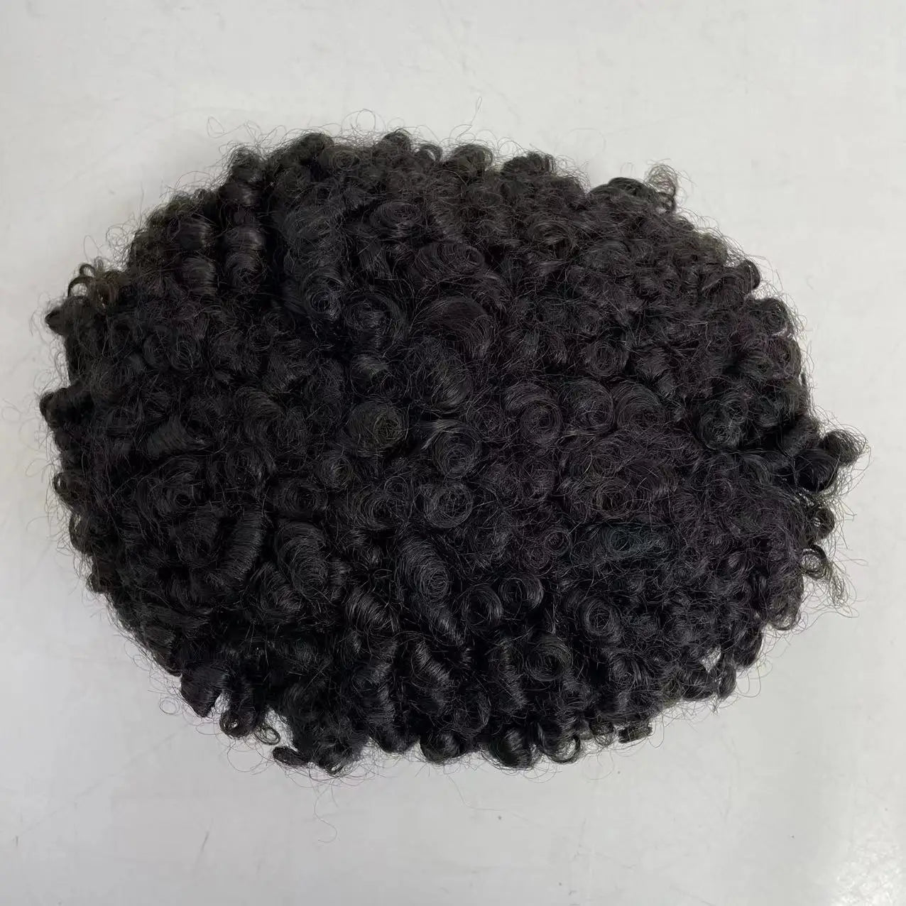 12mm Krul Volledig Kant Toupet voor Zwarte Mannen