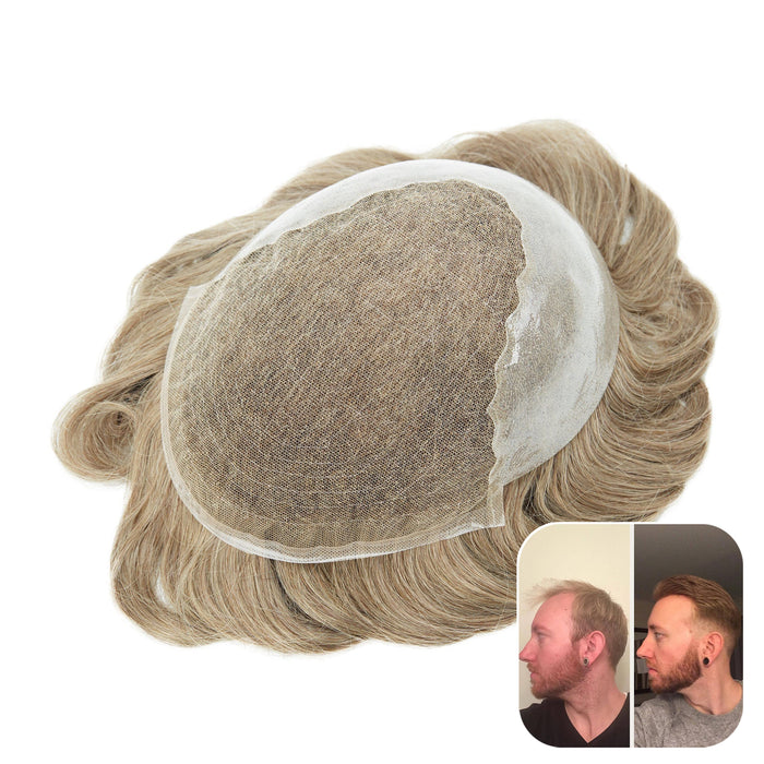French Lace Toupees with Skin Back and Sides - product view hair system base