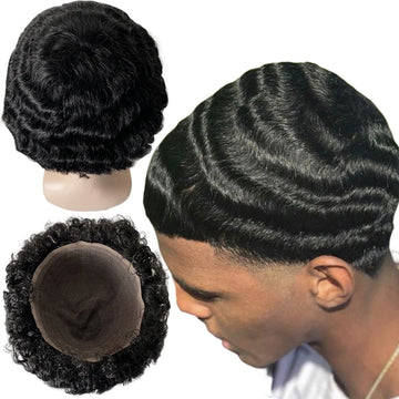 15 mm aallotettu kokopitsitukka mustille miehille