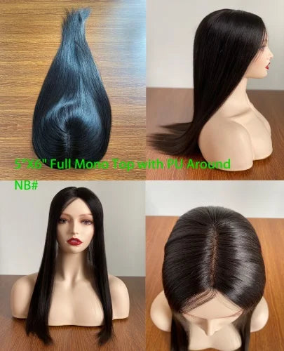 Human Hair Topper for Women Remy Hair Mono Lace Cap with Clip