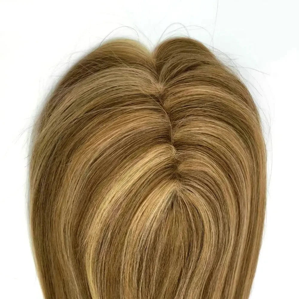 Human Hair Topper for Women Remy Hair Mono Lace Cap with Clip