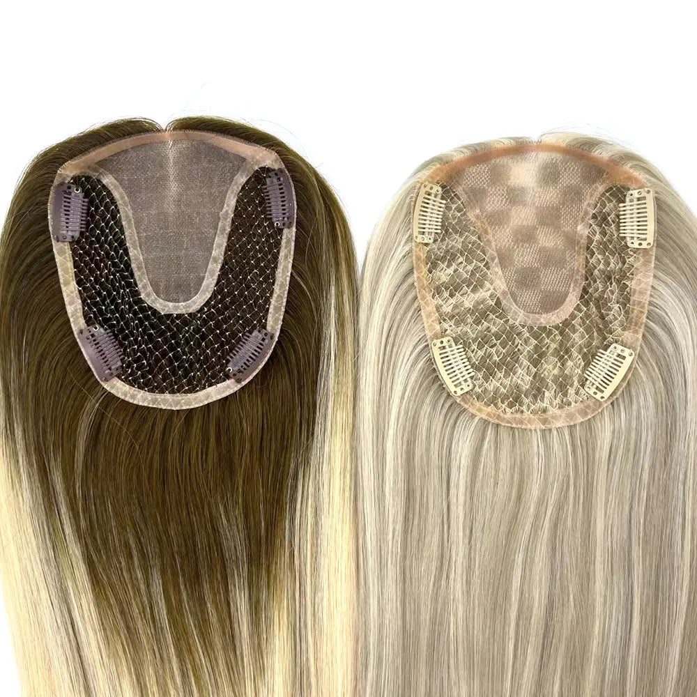 Human Hair Clip-In Topper for Women Remy Hair Extensions Real Hair Pieces