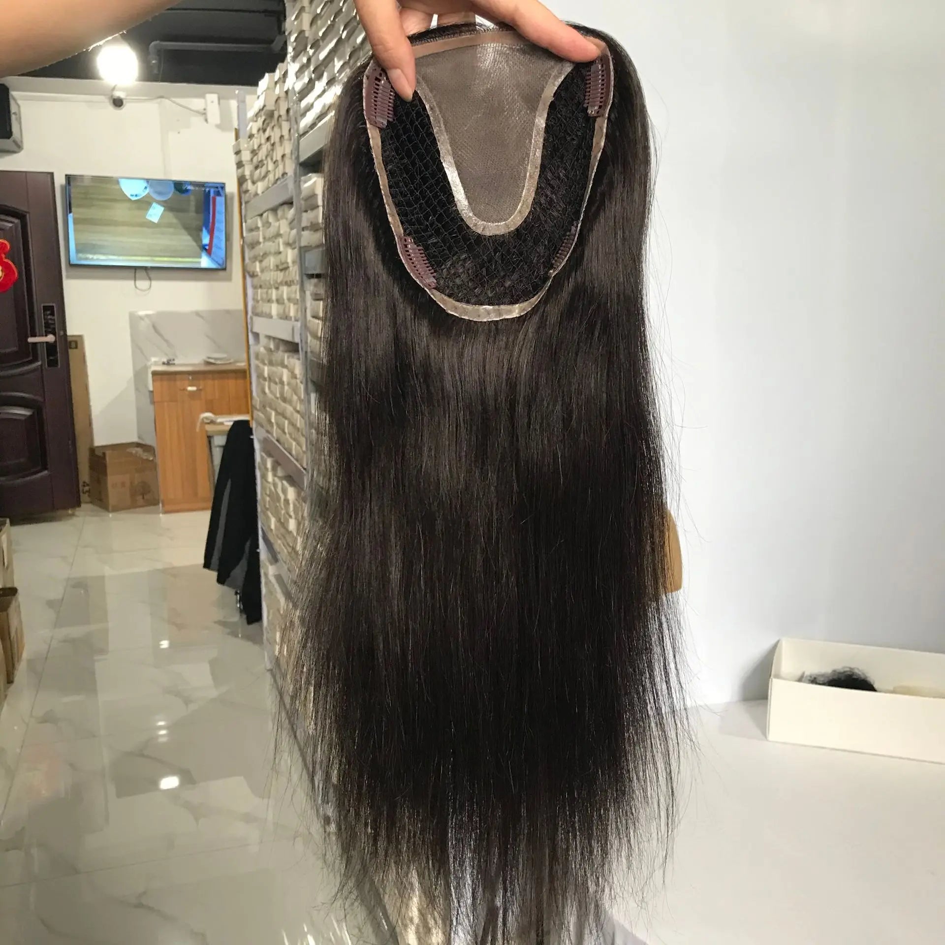 Ihmishiuksinen klipsillä kiinnitettävä toppari naisille, Remy-hiuspidennykset, aidot hiuslisäkkeet