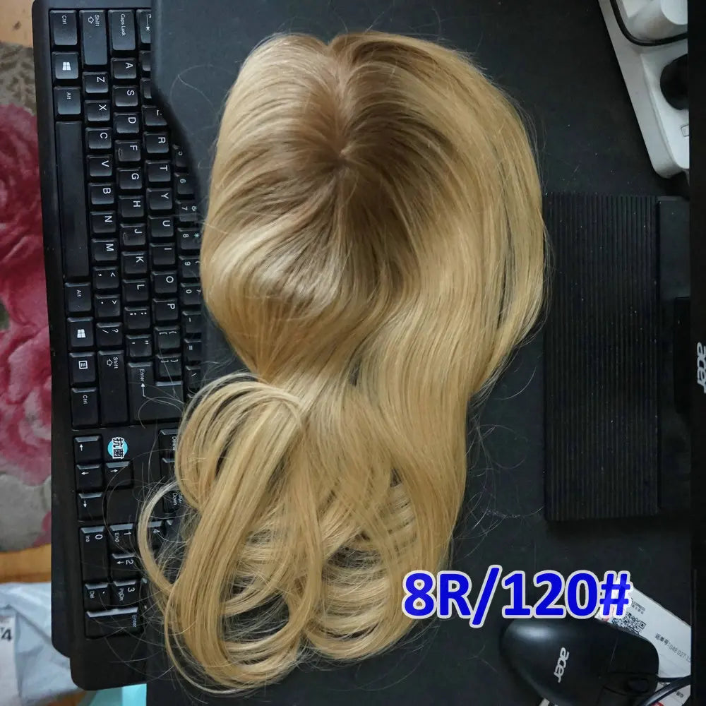 Human Hair Topper Wig for Women Brown Lace Mono Top Hair Piece