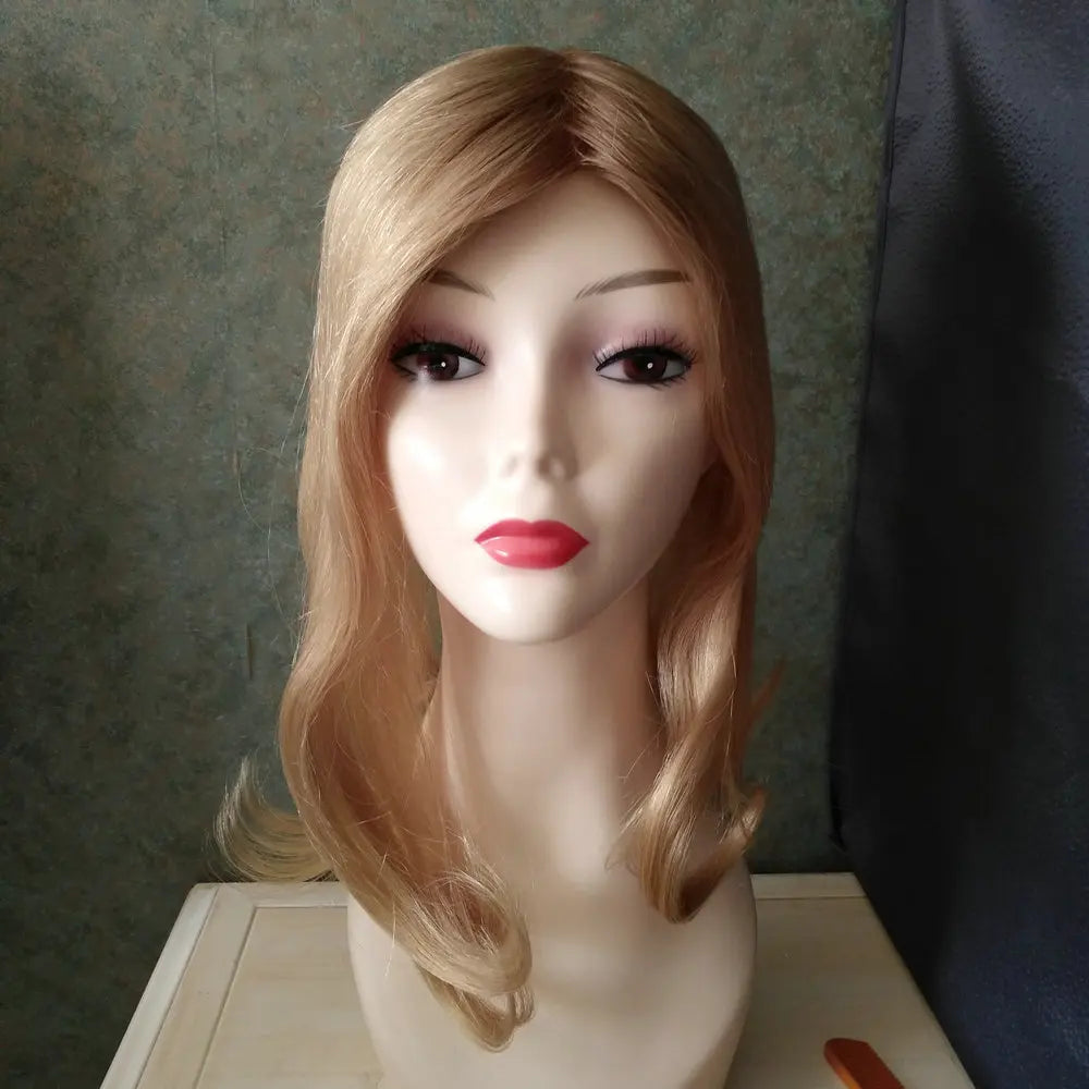 Human Hair Topper Wig for Women Brown Lace Mono Top Hair Piece - top view
