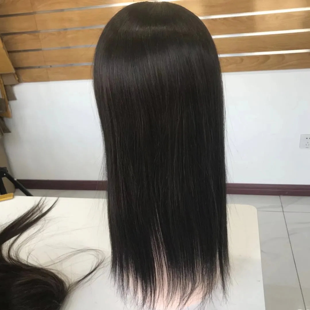 Topper-peruka z ludzkich włosów dla kobiet, brązowa, mono lace, nakładka na czubek głowy