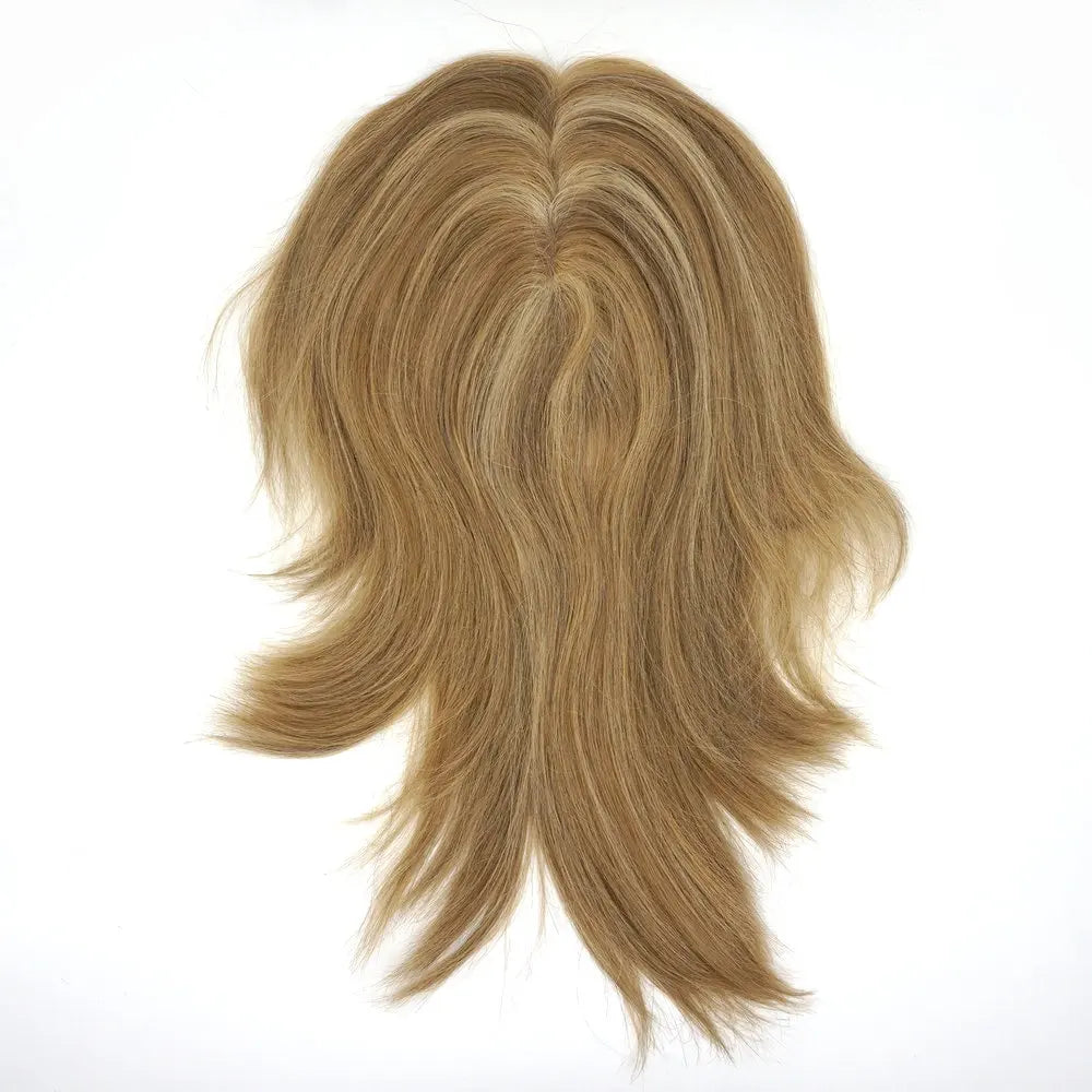 Remy Human Hair Handtied Topper with Clips for Women Mono Wig Toppers - top view