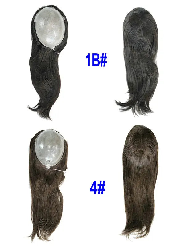 Remy Human Hair Topper for Women Injection Toupee Blond Brown Hairpiece - top view