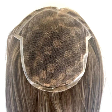 Remy emberi hajból készült teljes csipkés topper paróka nőknek - fekete, szőke hajdísz tupé