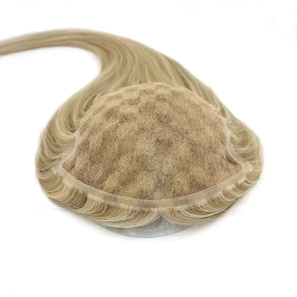 Remy emberi hajból készült teljes csipkés topper paróka nőknek - fekete, szőke hajdísz tupé