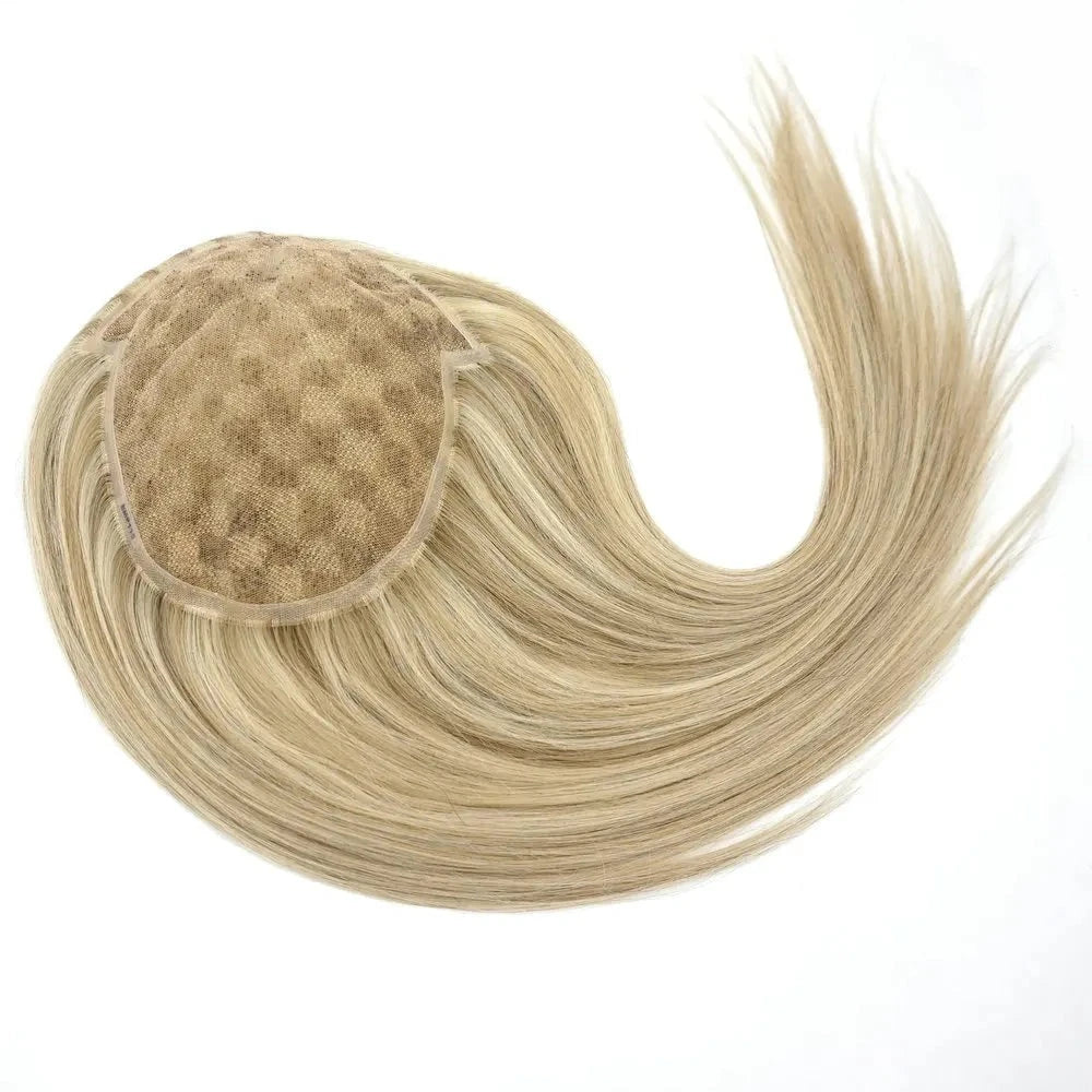 Perruque toupet en cheveux humains Remy pour femmes, postiche en dentelle noire blonde