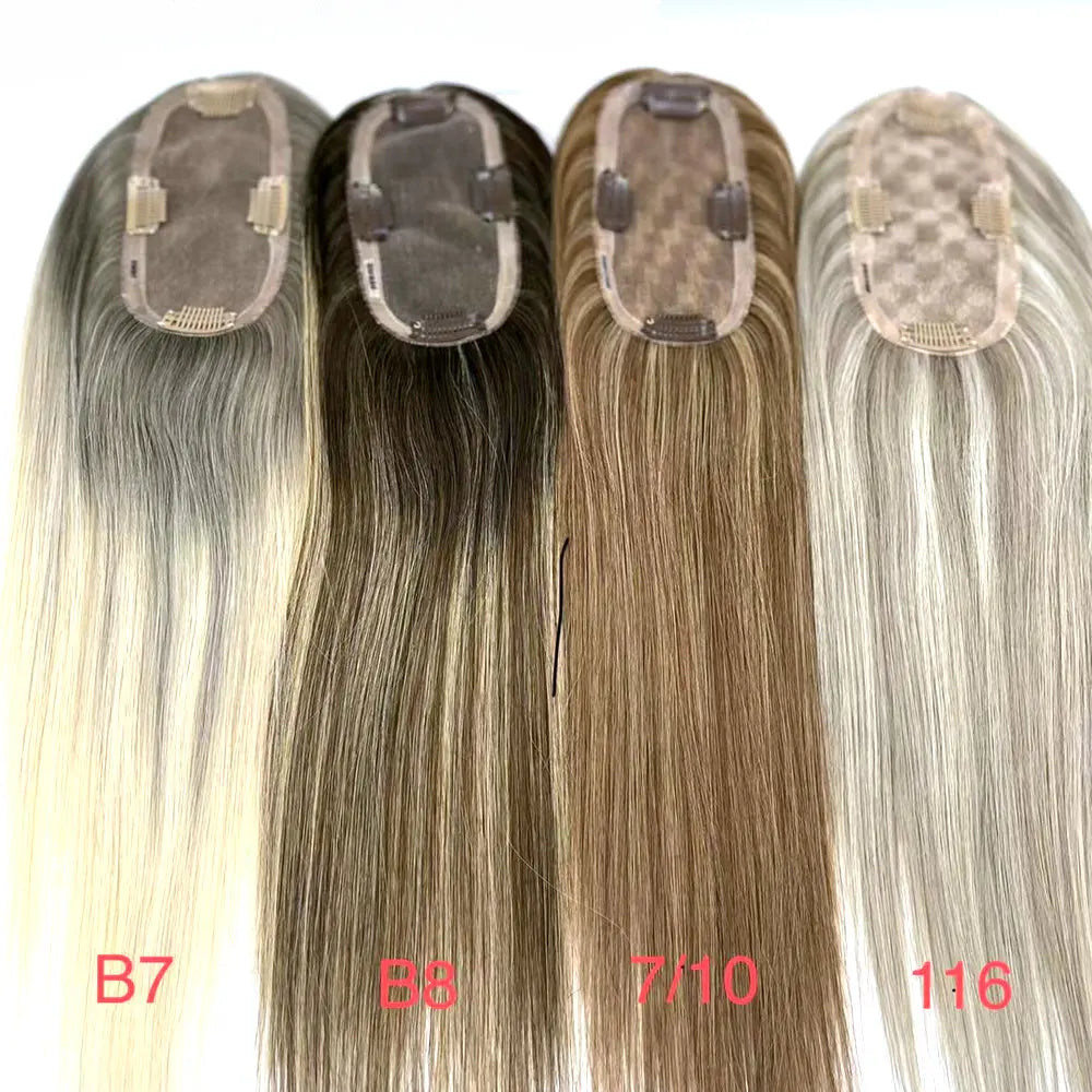 Remy ektehår topper fin mono-base kvinner tupé med klips foran og ved tinningene