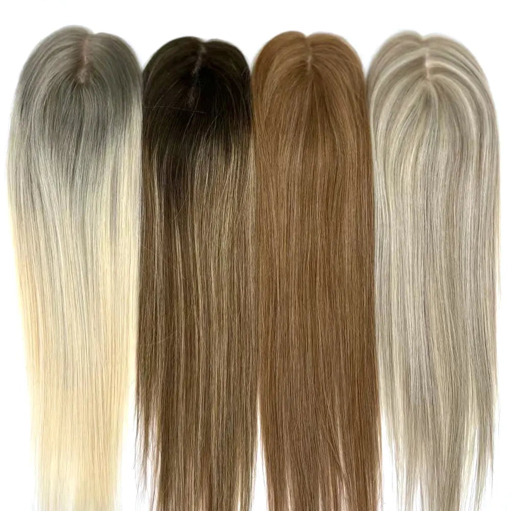 Remy ektehår topper fin mono-base kvinner tupé med klips foran og ved tinningene