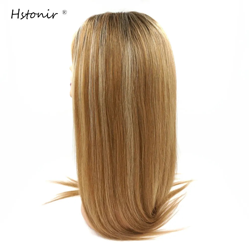 Perruque de cheveux humains avant de dentelle blonde pour femmes Remy cheveux naturels lisses et soyeux