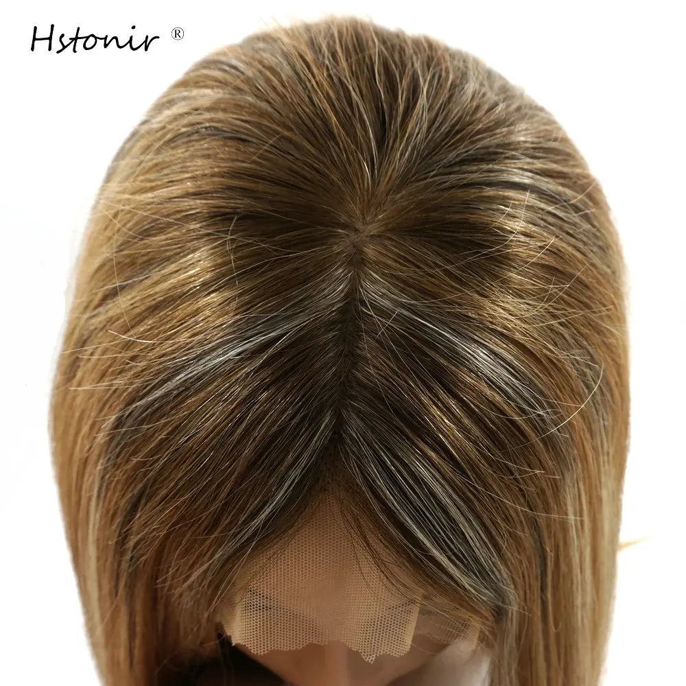 Perruque de cheveux humains avant de dentelle blonde pour femmes Remy cheveux naturels lisses et soyeux