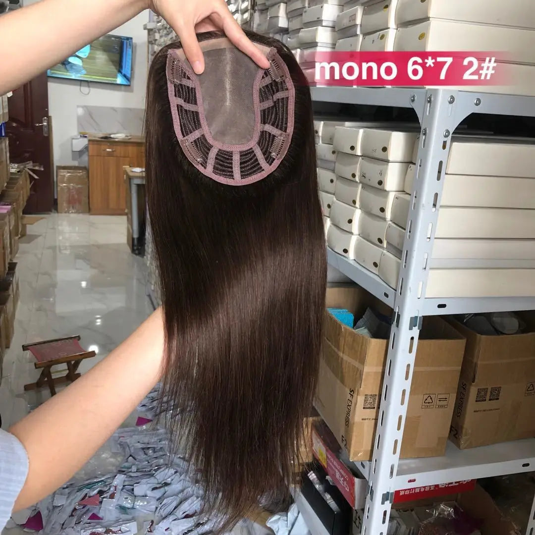Clip de cheveux humains dans les extensions de cheveux naturels Remy Mono Lace avec trame