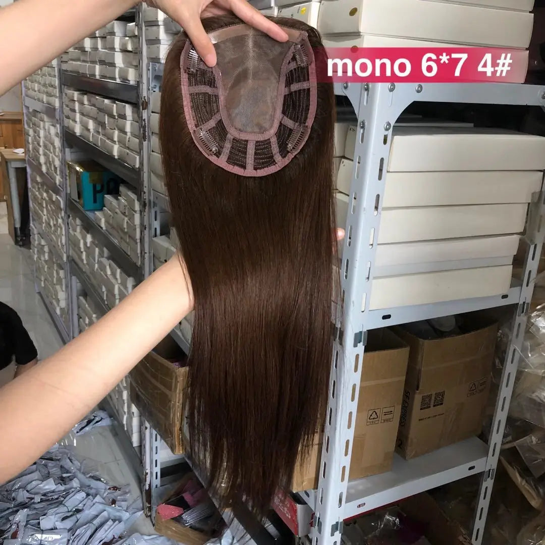 Clip de cheveux humains dans les extensions de cheveux naturels Remy Mono Lace avec trame