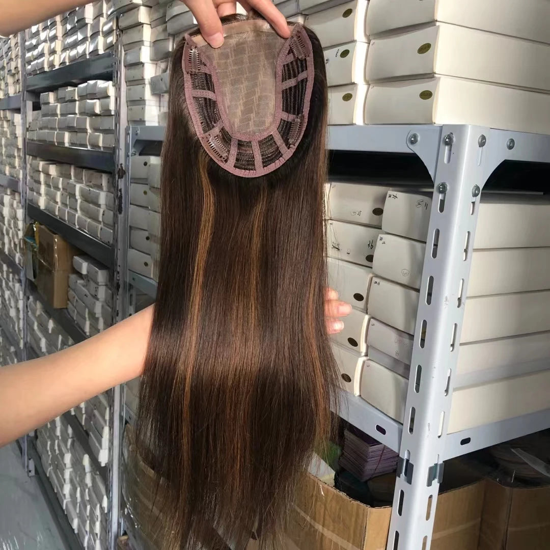 Clip de cheveux humains dans les extensions de cheveux naturels Remy Mono Lace avec trame