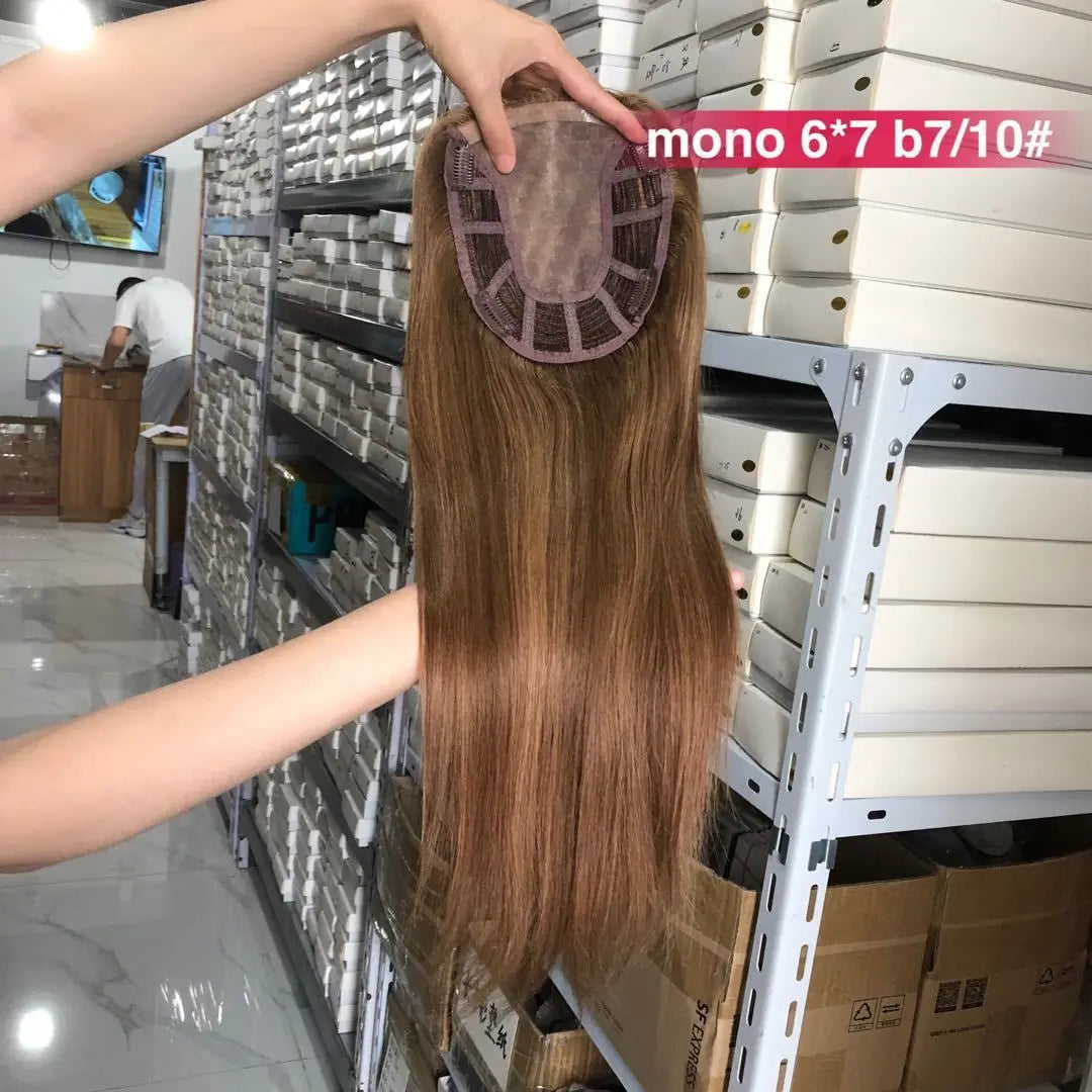 Clip de cheveux humains dans les extensions de cheveux naturels Remy Mono Lace avec trame