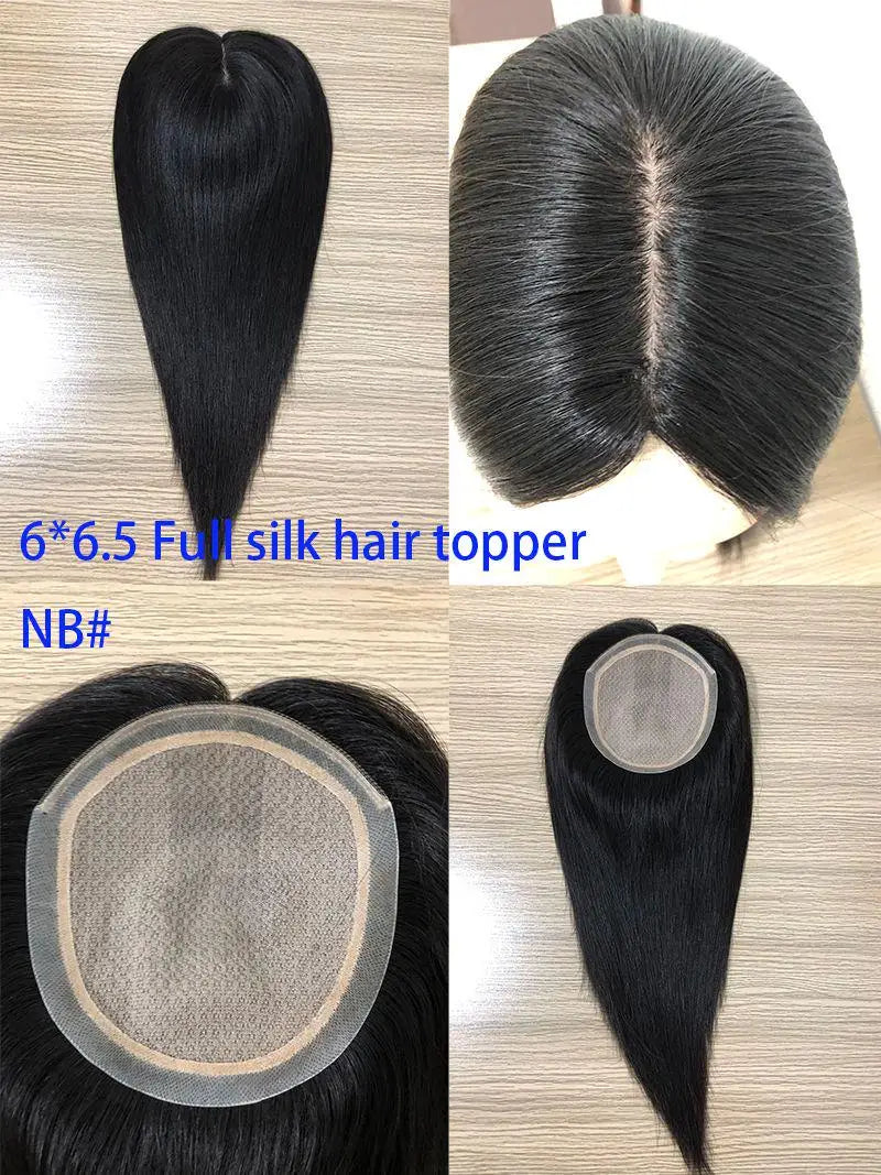 Silk Base Hair Toppers Natural Human Hair Toupee for Women Remy Hairpiece