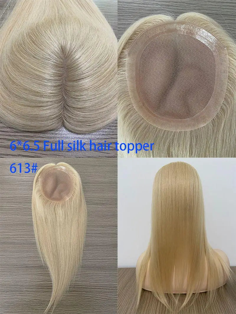 Silk Base Hair Toppers Natural Human Hair Toupee for Women Remy Hairpiece