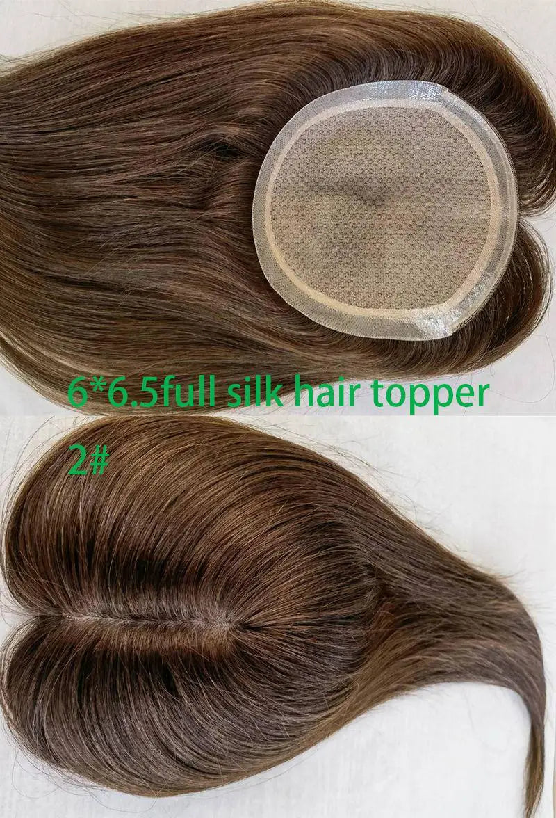 Silk Base Hair Toppers Natural Human Hair Toupee for Women Remy Hairpiece