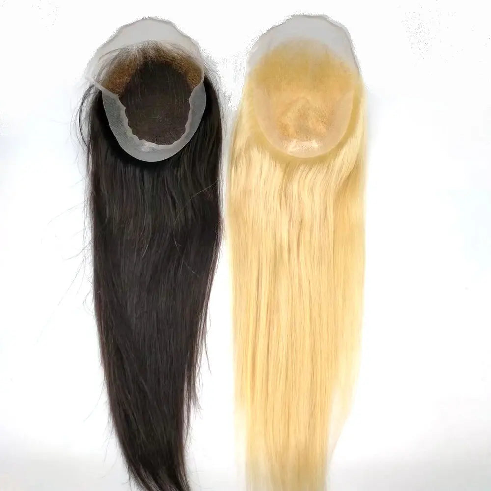 Indian Remy Human Hair Lace Frontal Toupee Topper for Women Ear to Ear Long Wig