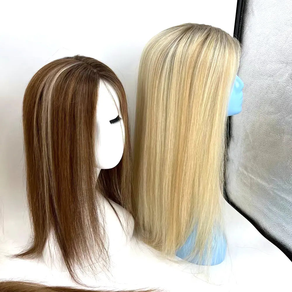 Highlight Remy Human Hair Toppers for Women Natural Jewish Wig Kosher Toupee