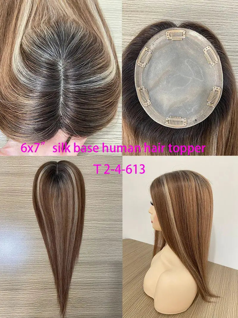 Przedłużenia z rozjaśnianych włosów naturalnych Remy dla kobiet, naturalna żydowska peruka koszerna tupet