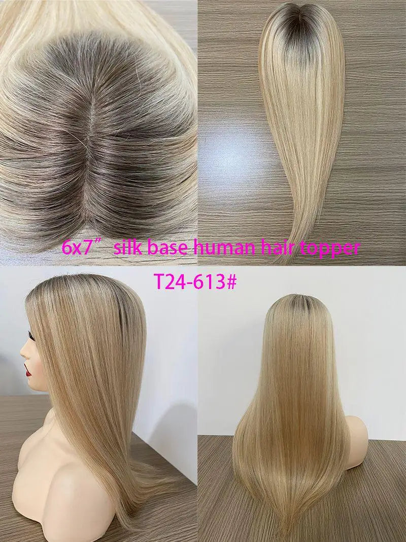 Przedłużenia z rozjaśnianych włosów naturalnych Remy dla kobiet, naturalna żydowska peruka koszerna tupet