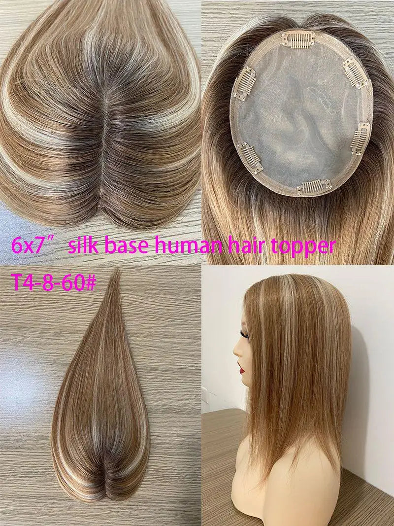 Highlight Remy Human Hair Toppers for Women Natural Jewish Wig Kosher Toupee