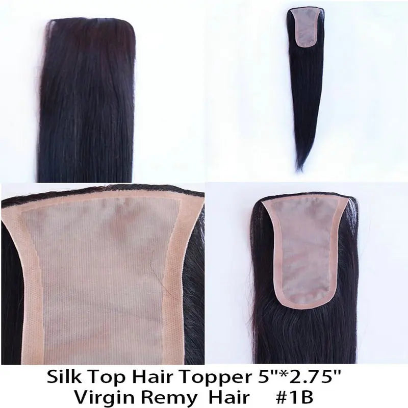 Human Hair Women Natural Hair Toppers Silk Base Hairpieces Multiple Colors - base construction detail