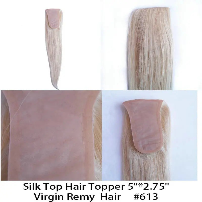 Cheveux humains femmes cheveux naturels Toppers postiches à Base de soie plusieurs couleurs