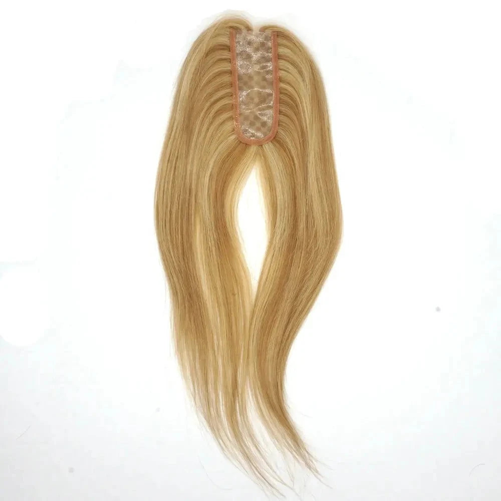 Szőke Remy haj topper emberi hajból - vékony bőr, egy darabos tupé nőknek